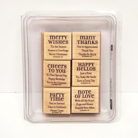 Stampin Up Lots of Thoughts Wood Rubber Stamps Set of 6 - Picture 1 of 4